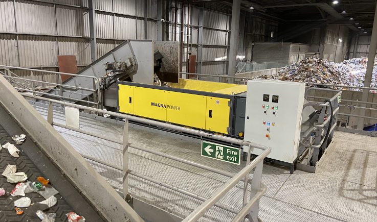 ECS 1000 (Eddy Current Separator) sorting dry recyclables - Magnapower