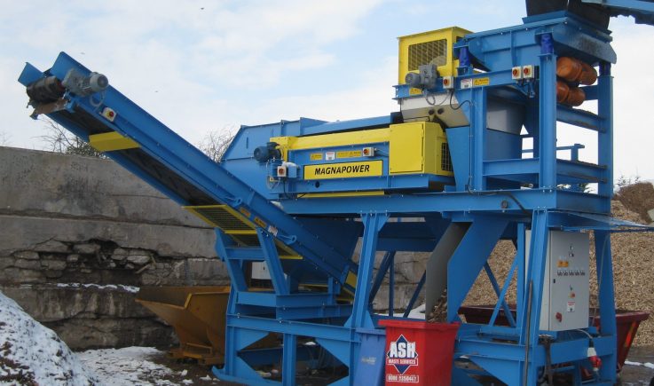 Mobile Eddy Current Separator fitted without feed conveyors - Magnapower