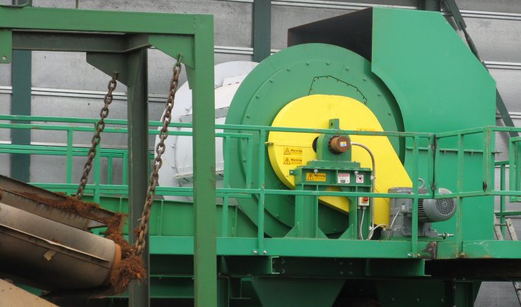 Primary ferrous separation Frag Drum after hammer mill