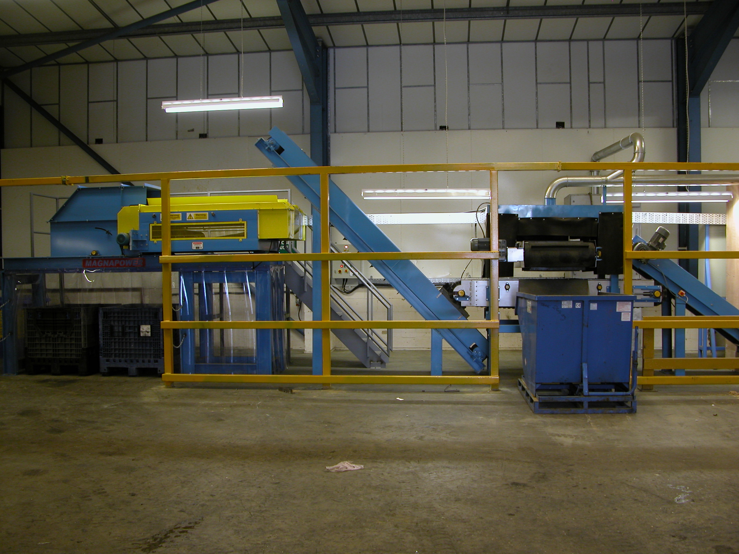 WEEE processing plant sorting ferrous and non-ferrous metals