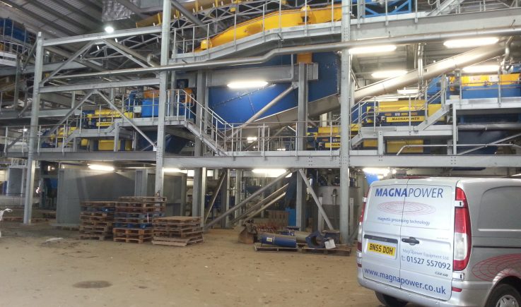 Magnapower Superfines ECS recovering non-ferrous metals after incineration and sizing