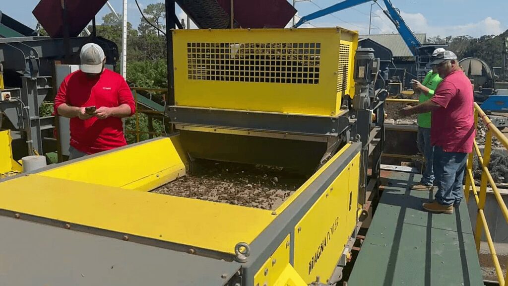 Three eddy current separators at Scrap King Florida processing different size fractions of eddy current waste with magnetic separation technologies. data-large-image=
