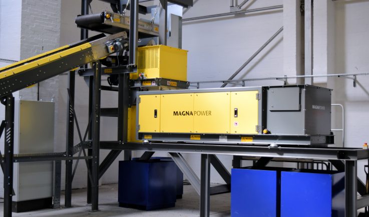 Magnapower Eddy Current Separator designed with our proprietary magnet design for high-intensity performing magnetic separation. data-large-image=