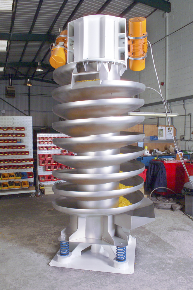 A spiral elevator is a spiral-shaped material handling machine that uses controlled vibrations to lift bulk materials vertically, offering a space‑saving alternative to traditional conveyor systems. data-large-image=
