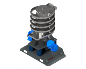 Rendered spiral elevator providing a space-efficient vertical lifting solution for bulk materials